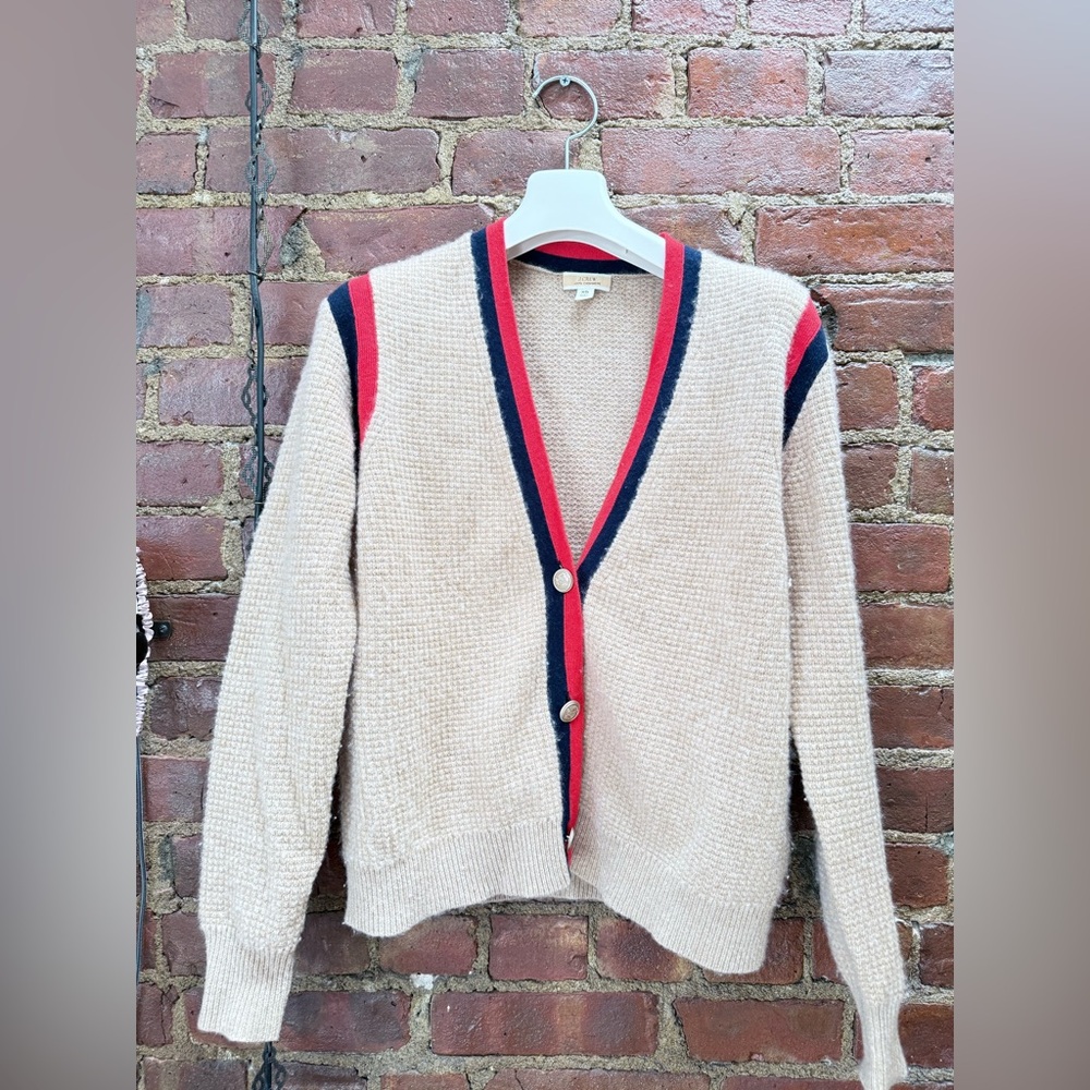 Jcrew beige 100% cashmere cardigan